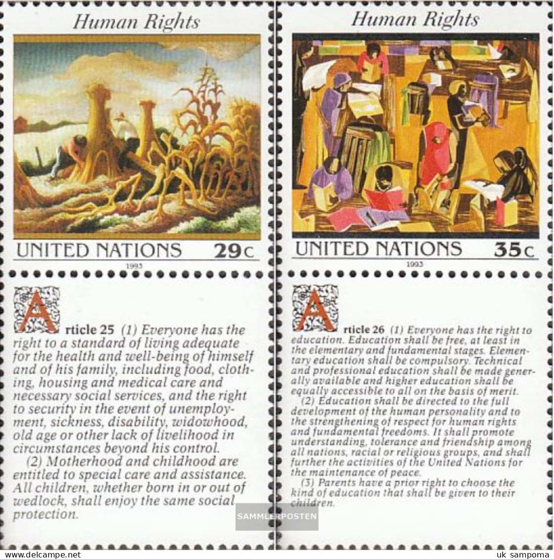 UN - NEW York 651Zf-652Zf With Zierfeld (complete Issue) Unmounted Mint / Never Hinged 1993 Human Rights - Unused Stamps