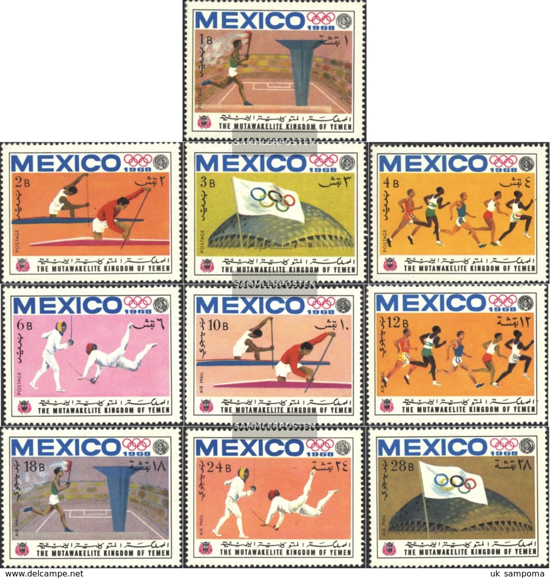 Yemen (UK) 493A-502A (complete Issue) Fine Used / Cancelled 1968 Olympic. Summer '68, Mexico - Yemen