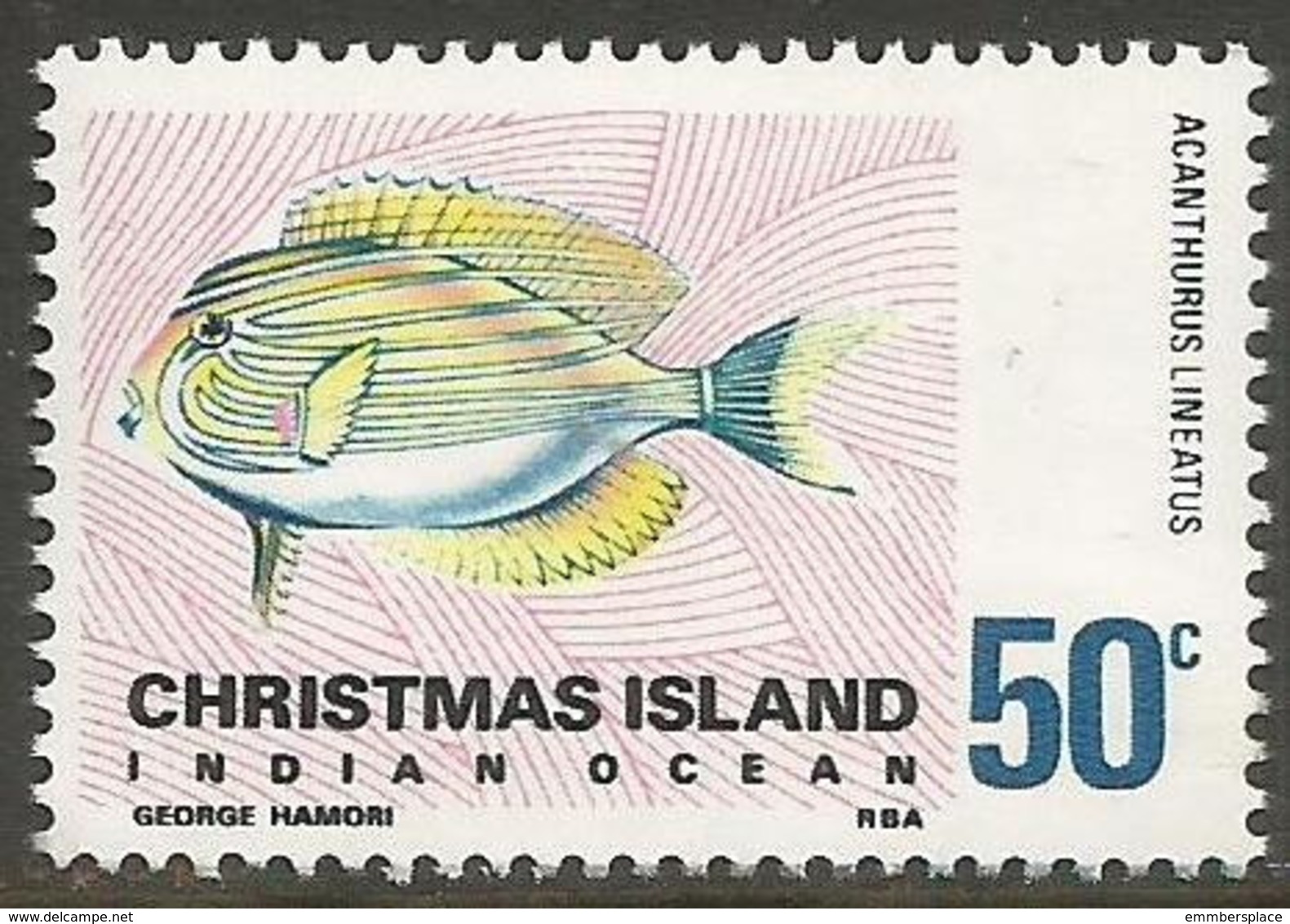 Christmas Island - 1968 Blue-banded Surgeonfish 50c  MNH**    Sc 32 - Christmas Island