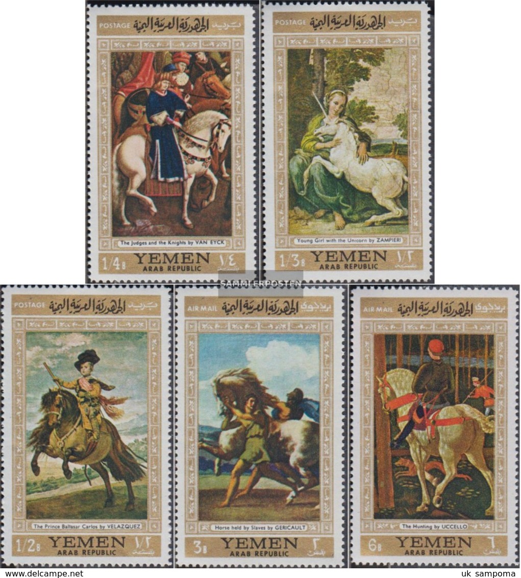 North Yemen (Arab Republic.) 751-755 (complete Issue) Fine Used / Cancelled 1968 Known Paintings With Horses - Yemen