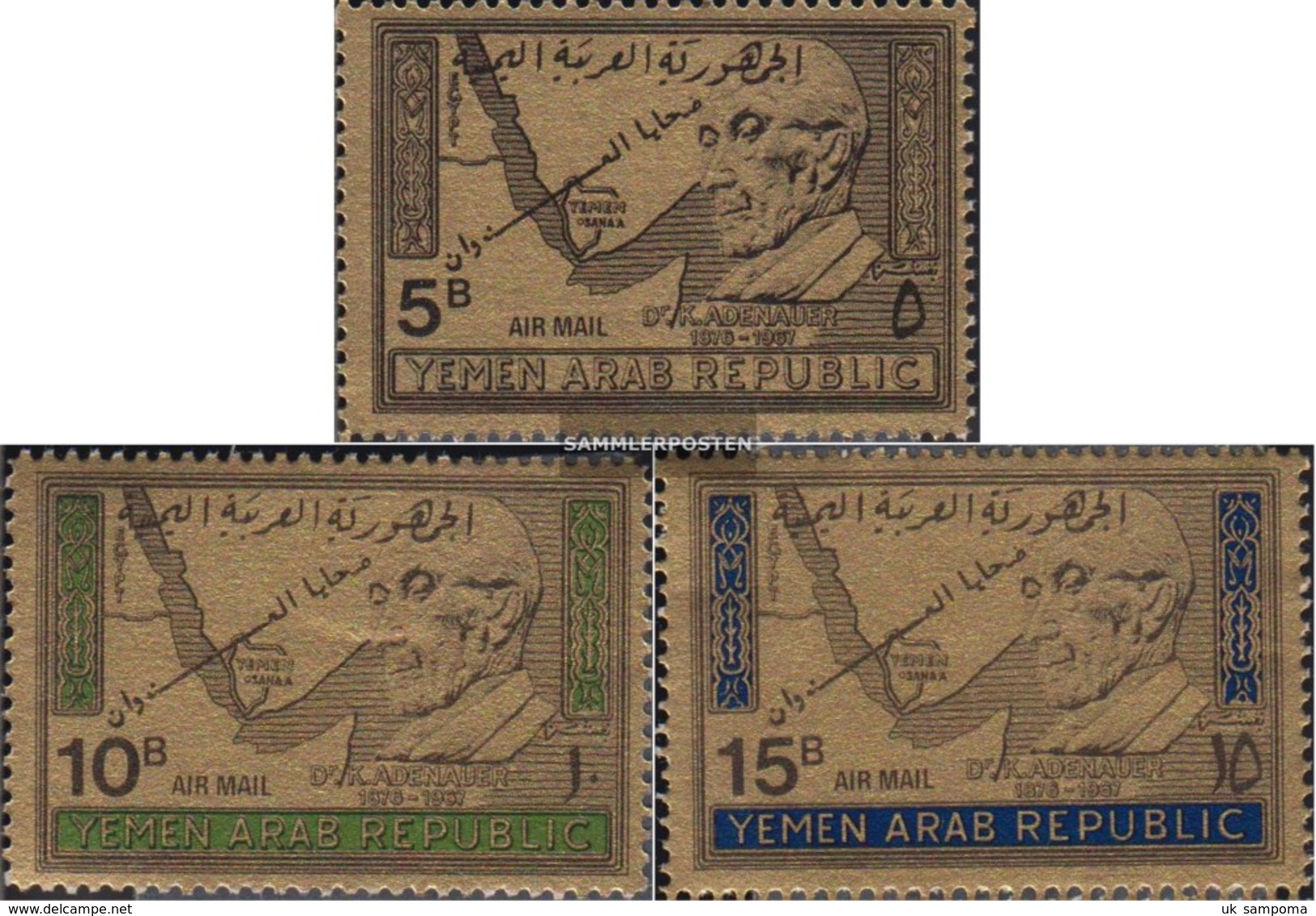 North Yemen (Arab Republic.) 734-736 (complete Issue) Fine Used / Cancelled 1968 Dr. Konrad Adenauer - Yemen