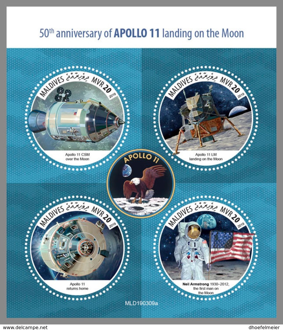 MALDIVES 2019 MNH Apollo 11 Landing Landung Atterrissage M/S - OFFICIAL ISSUE - DH1928 - Asia
