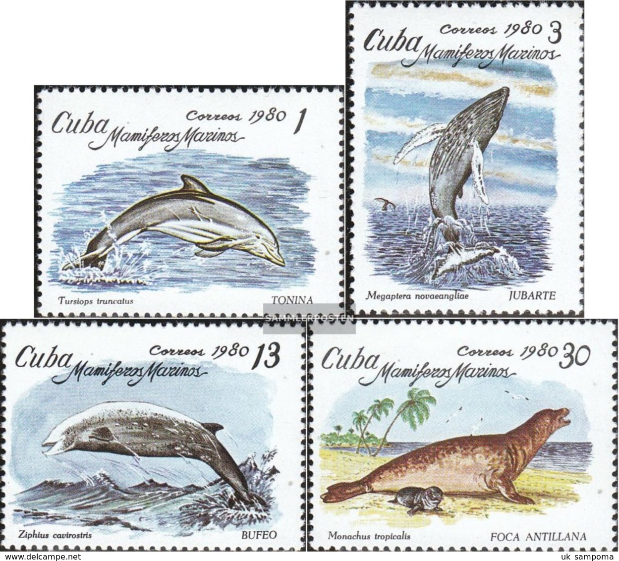 Cuba 2483-2486 (complete Issue) Unmounted Mint / Never Hinged 1980 Marine Mammals - Ungebraucht