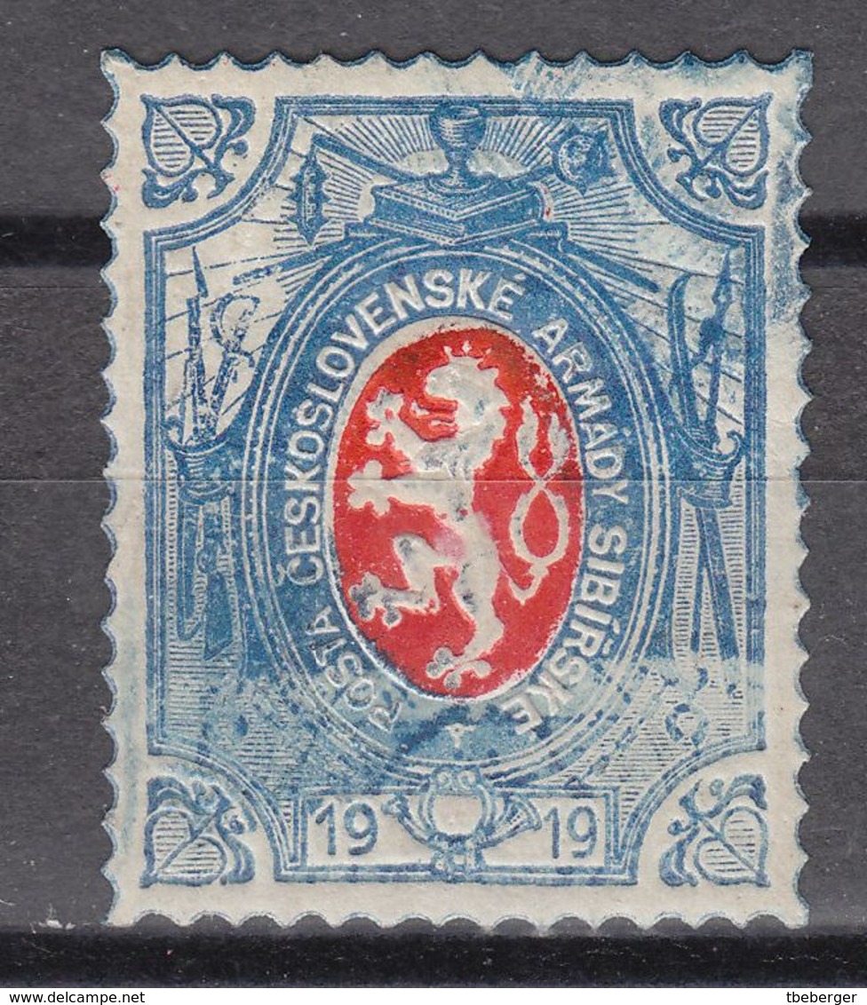 Czechoslovak Legion In Russia 1919 Lion Issue Embossed With Double Blue Imprint (t28) - Légion En Sibérie