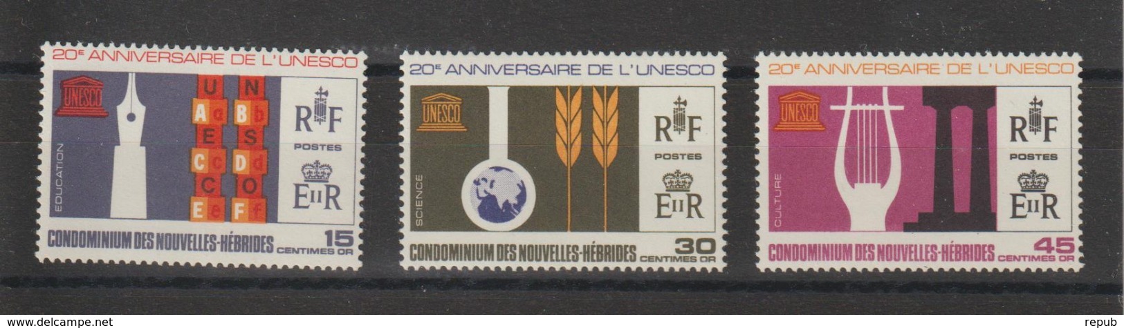 Nouvelles-Hébrides Légende Française 1966 20ème Anniversaire Unesco 249-251 ** 3val. MNH - Nuevos