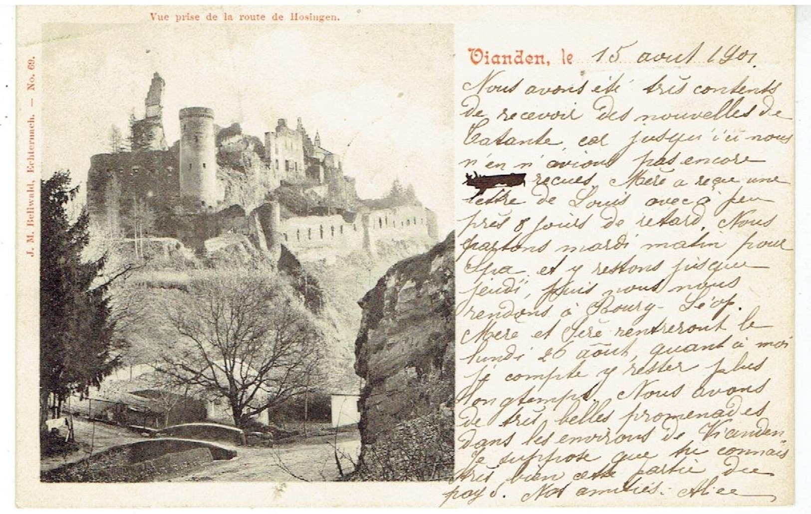 VIANDEN - Vue Prise De La Route De Hosingen - Cachet De Service Vianden-Diekirch - Vianden