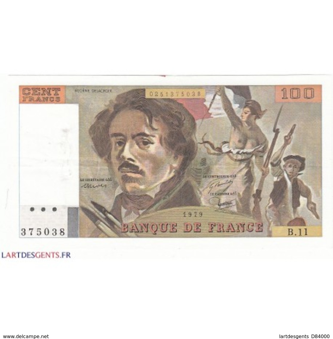 100 FRANCS DELACROIX 1979 TTB+ Fayette 69.2c - 100 F 1978-1995 ''Delacroix''