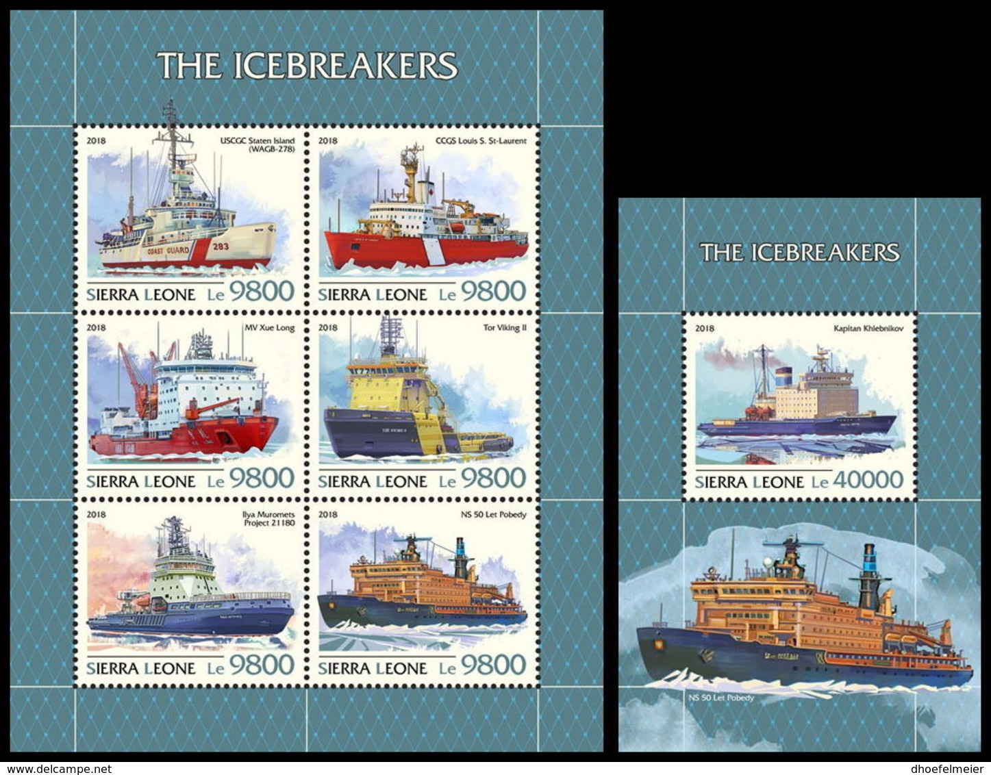 SIERRA LEONE 2018 **MNH Icebreakers Eisbrecher Brise Glace M/S+S/S - OFFICIAL ISSUE - DH1844 - Ships