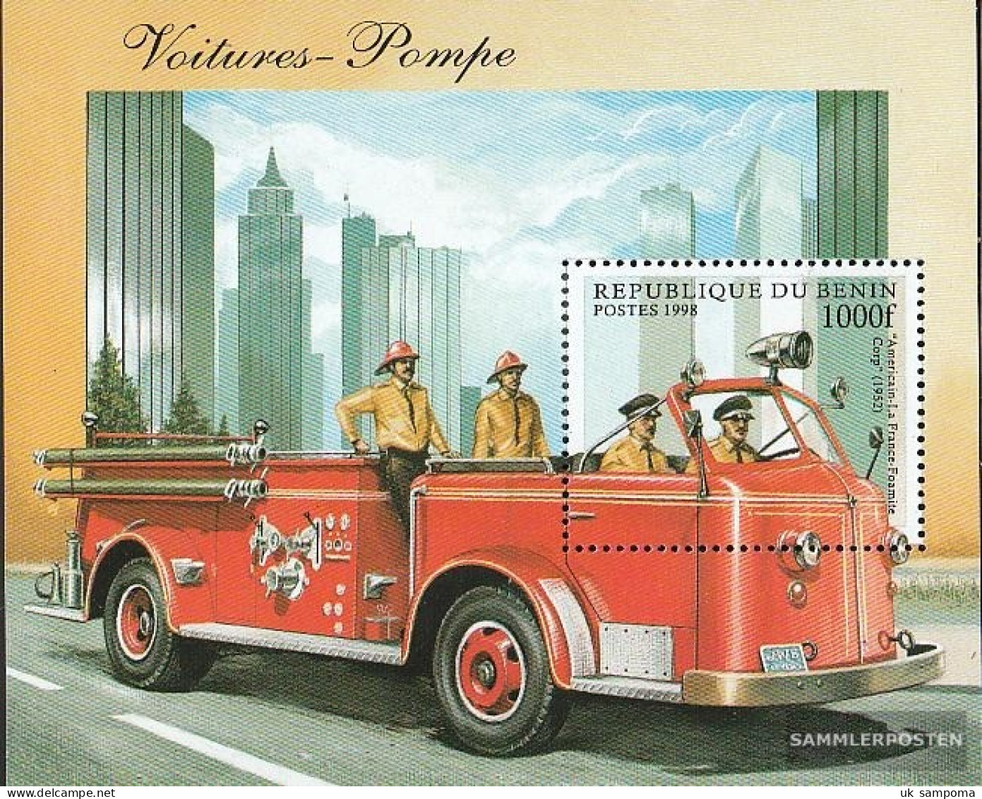 Benin Block38 (complete Issue) Unmounted Mint / Never Hinged 1998 Old Fire Truck - Other & Unclassified