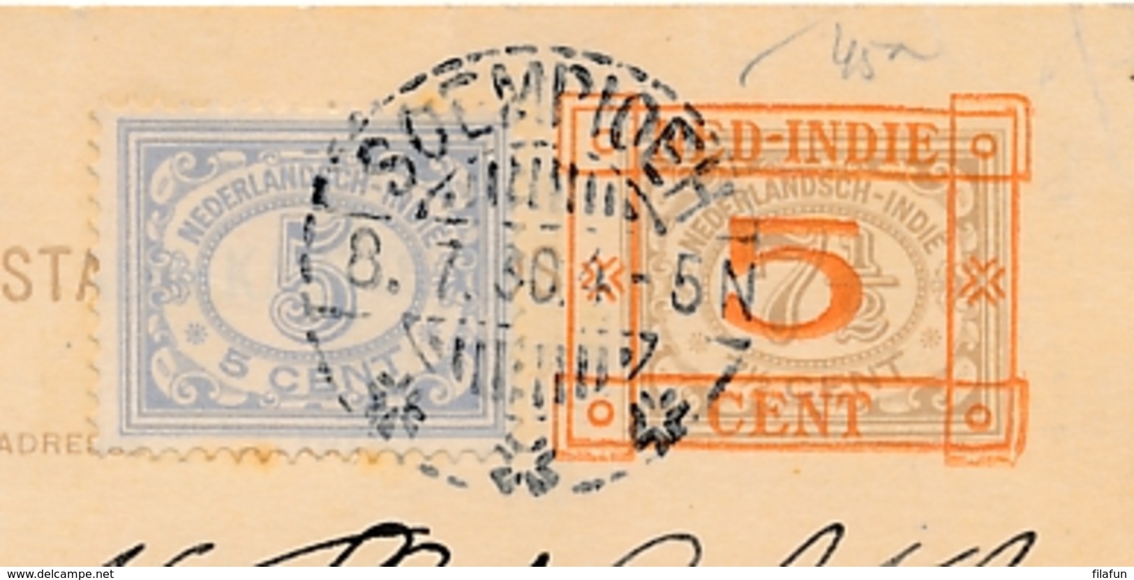 Nederlands Indië - 1930 - 5 Op 7,5 Cent Cijfer, Briefkaart G44 + 5 Cent Van LB SOEMPIOEH Naar Renkum / Nederland - Niederländisch-Indien