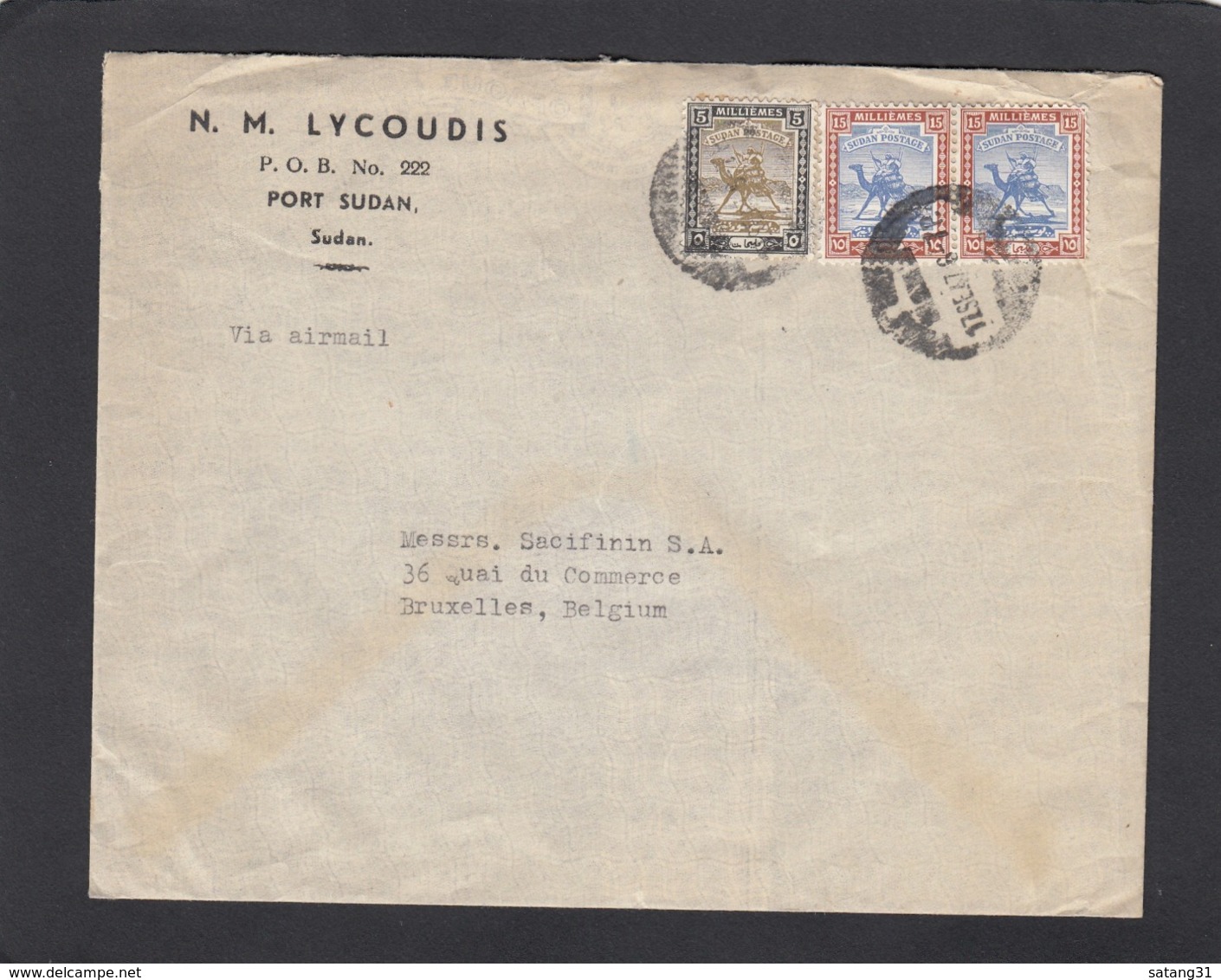 LETTRE DE PORT SOUDAN POUR BRUXELLES. - Sudan (...-1951)