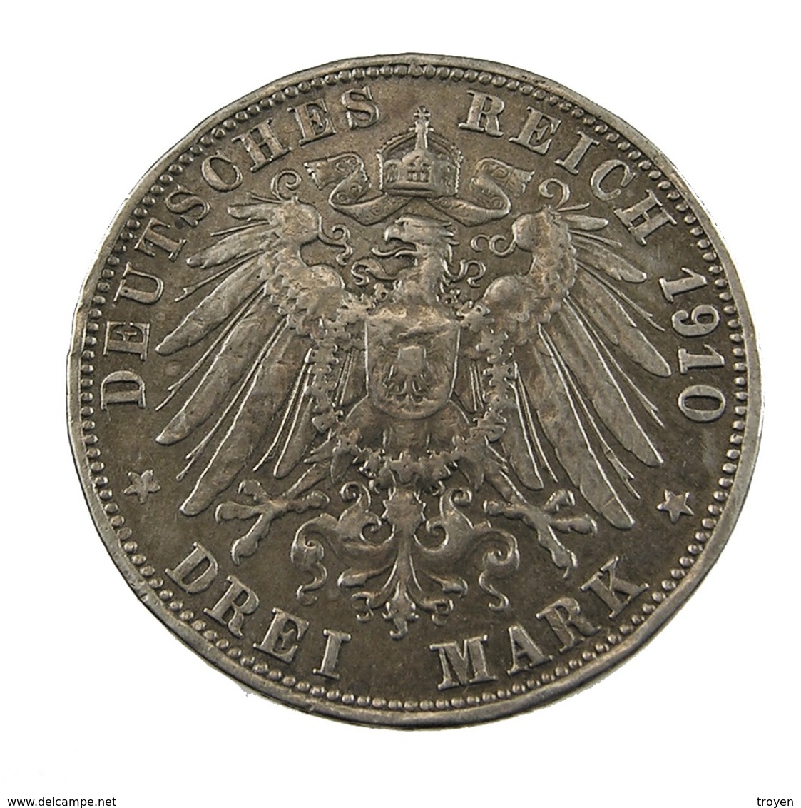 3 Mark-  Allemagne - Argent  - 1910 F - TTB - 2, 3 & 5 Mark Argent