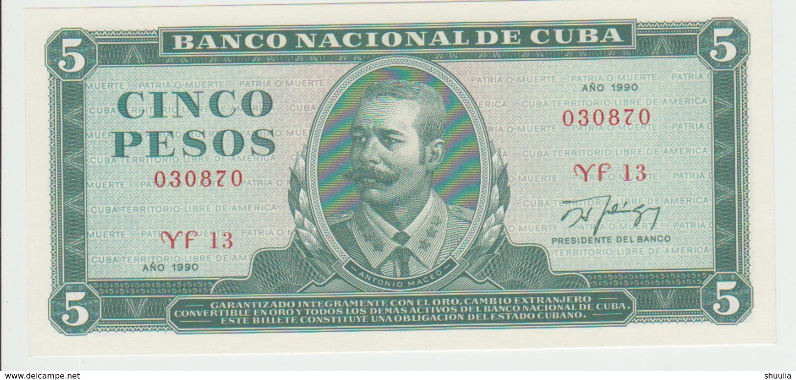 Cuba 5 Pesos 1990  Pick 103d UNC - Cuba