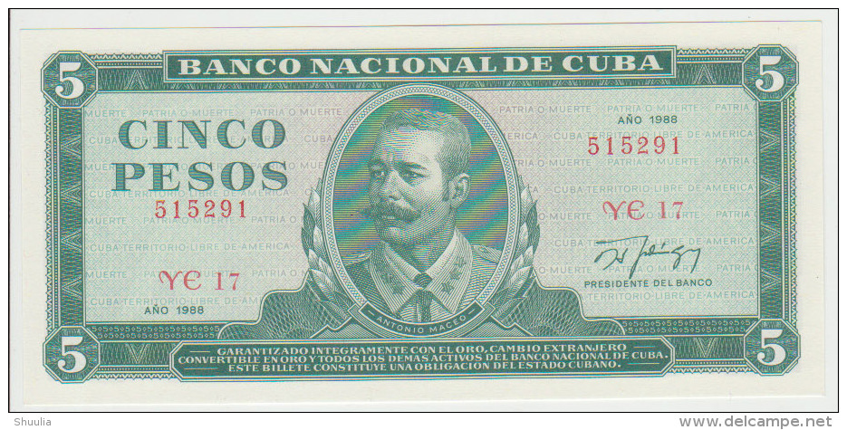 Cuba 5 Pesos 1988  Pick 103d UNC - Cuba