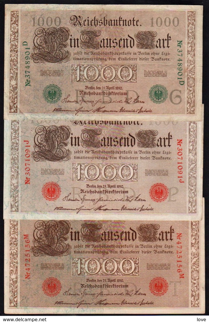 ALLEMAGNE: Bon Lot De 10 Billets. Date: 1910/1922 - Collections