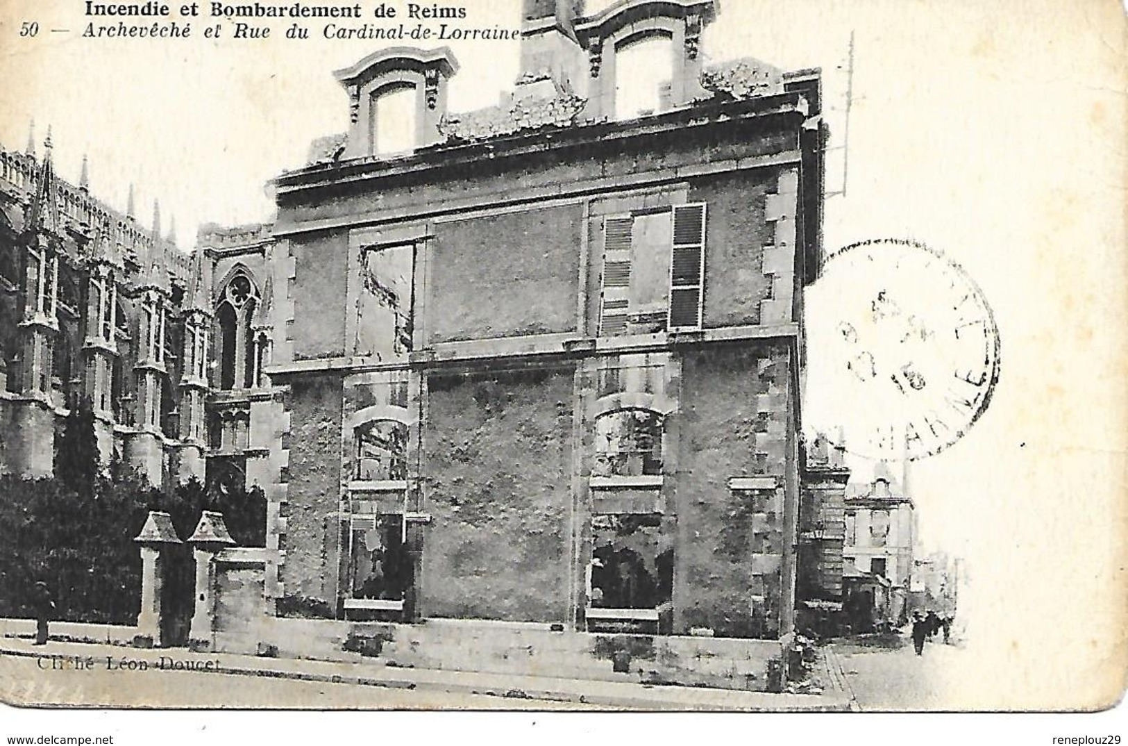 51-cachet Hôpital Temp N°17 De Reims Sur CP En 1915 - Guerre De 1914-18