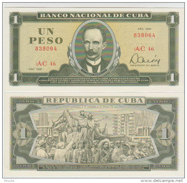 Cuba 1 Peso 1981 Pick 102b UNC - Cuba