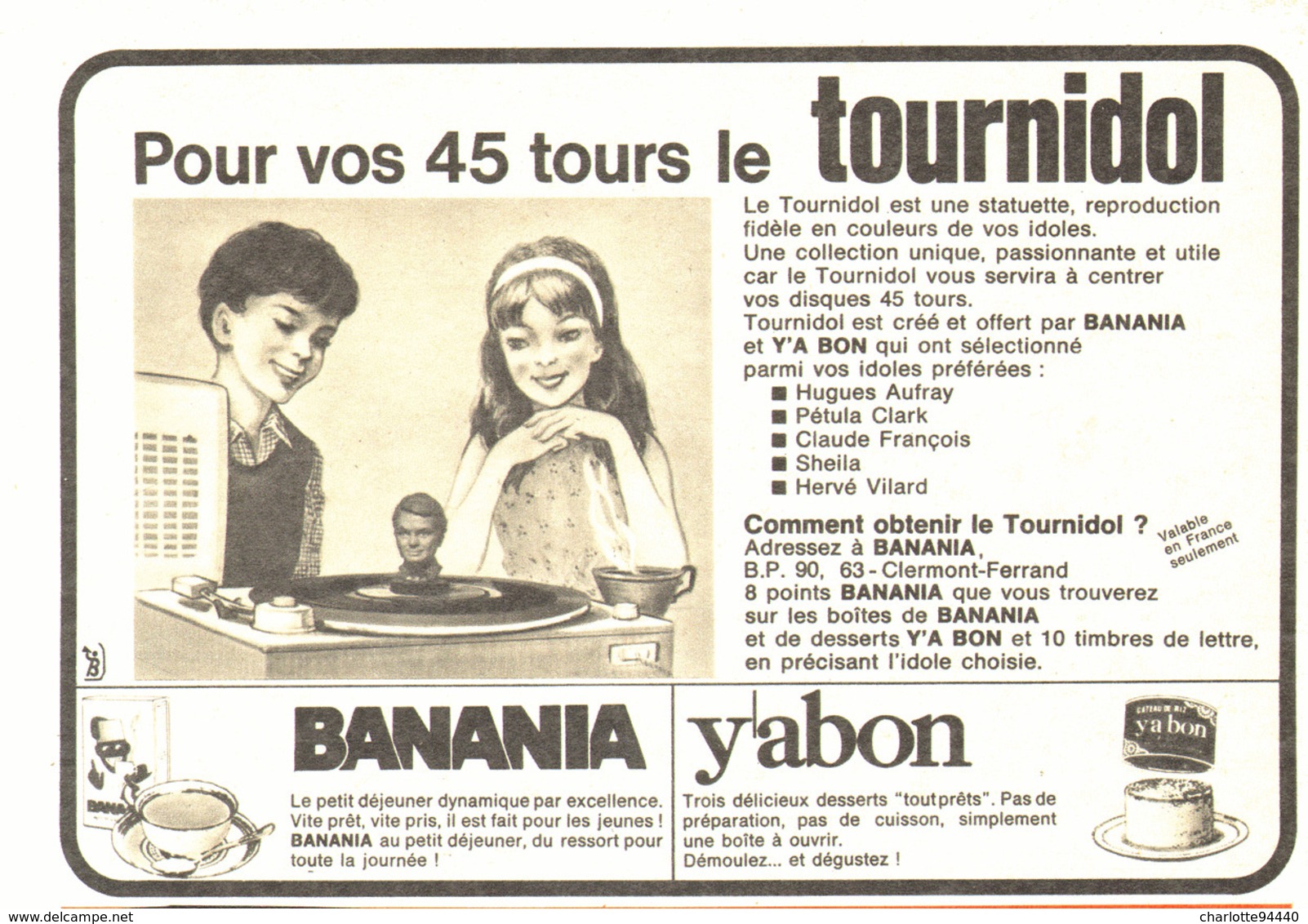 PUB TOURNIDOL  " BANANIA "  1965 ( 14 ) - Chocolate