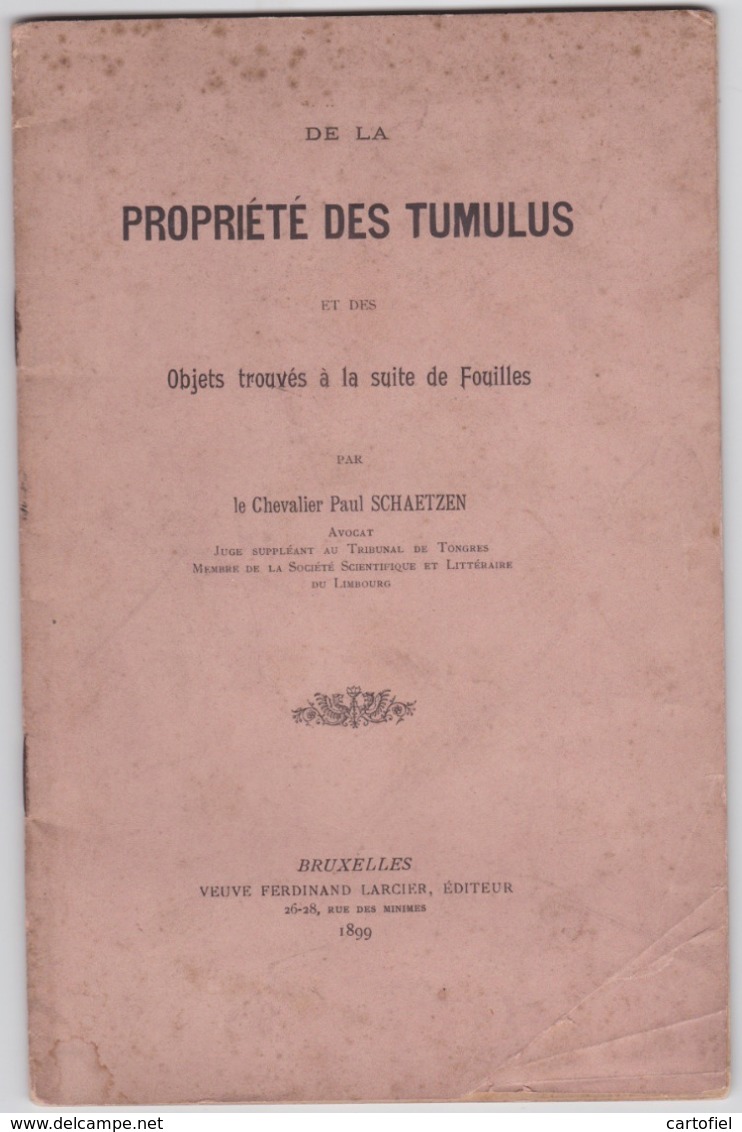 TONGEREN-PROPRIETE DES TUMULUS-CHEVALIER-PAUL SCHAETZEN-BROCHURE+-22 PAGINAS-AFM:14-22CM-ETAT USEE+COMPLET - Other & Unclassified