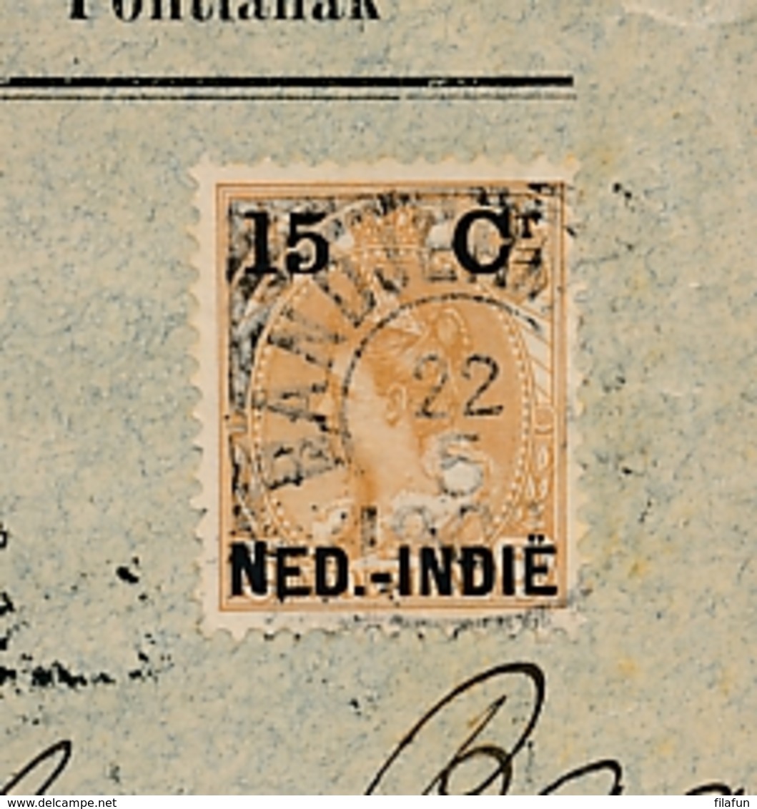 Nederlands Indië - 1902 - 15 Cent Opdruk Op Bontkraag, Enkelfrankering Op Businesscover Van VK Bandjermasin Naar A'dam - India Holandeses