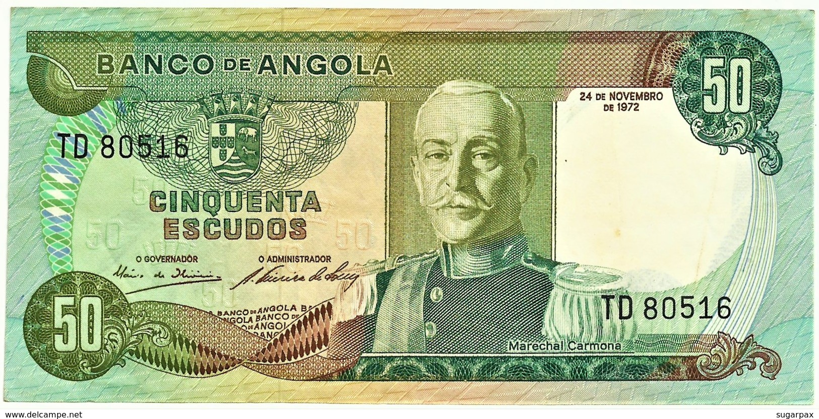 Angola - 50 Escudos - 24.11.1972 - Pick 100 - Série TD - Marechal Carmona - PORTUGAL - Angola