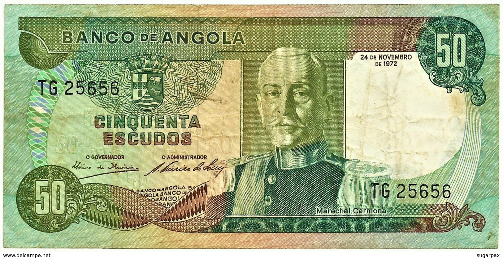 Angola - 50 Escudos - 24.11.1972 - Pick 100 - Série TG - Marechal Carmona - PORTUGAL - Angola