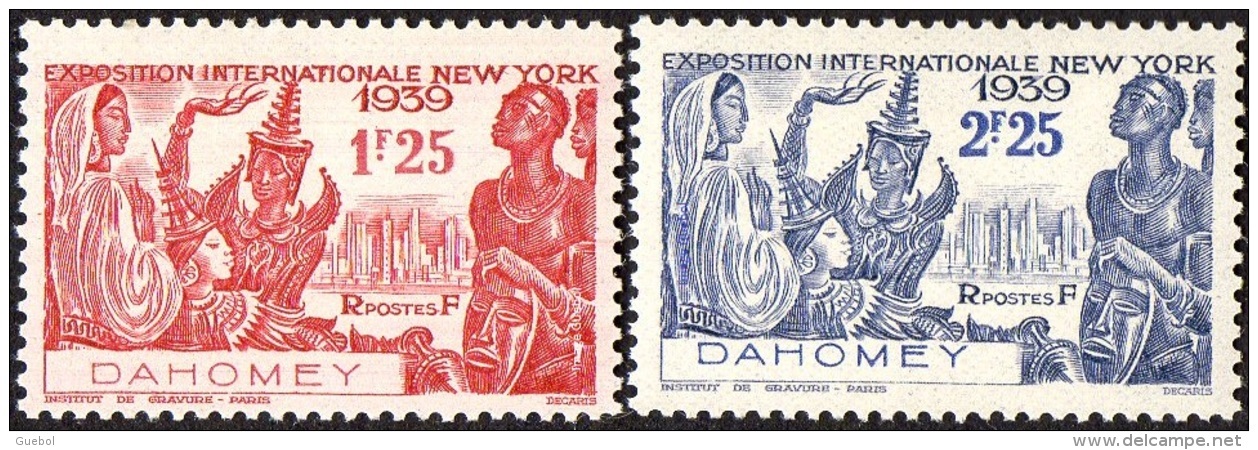 Détail De La Série Exposition Internationale De New York * Dahomey N° 113 Et 114 - 1939 Exposition Internationale De New-York