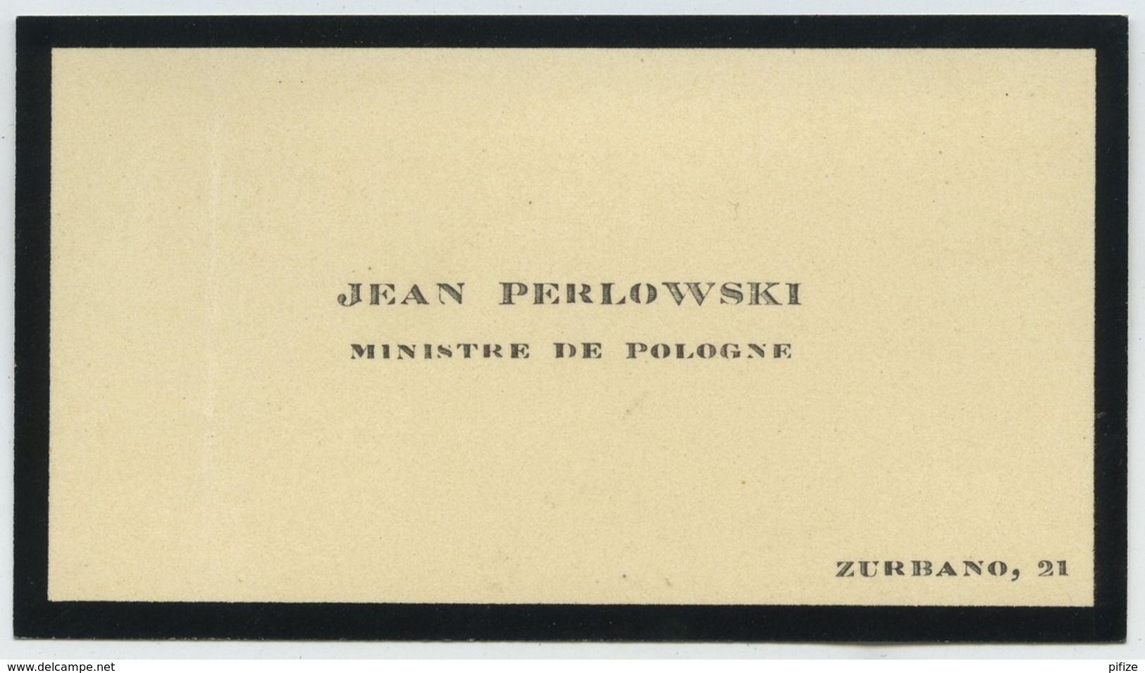 Carte De Visite De Jean Perlowski , Ministre De Pologne . - Visiting Cards