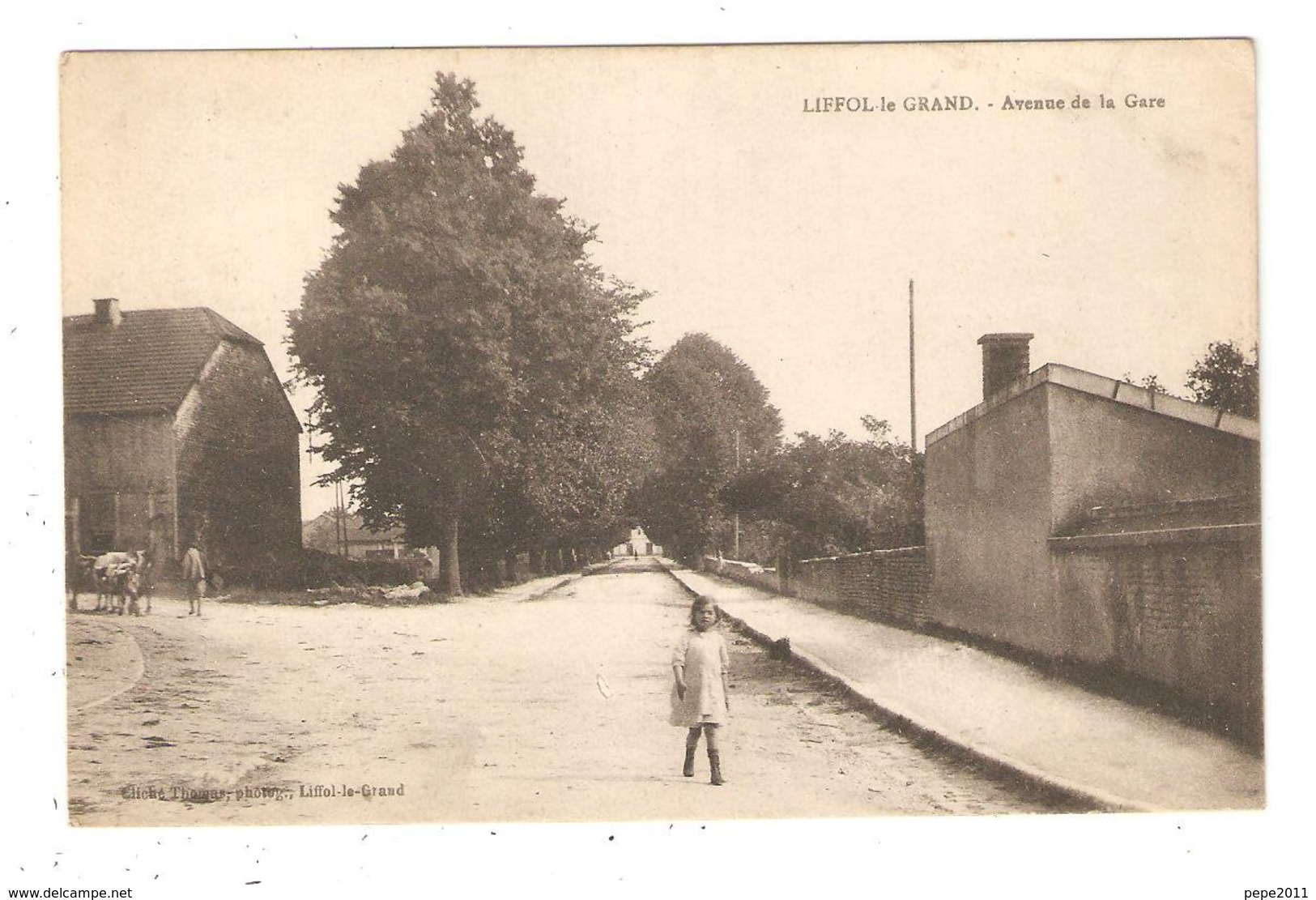 CPA 88 LIFFOL Le GRAND Avenue De La Gare Fillette Attelage Bâtiments 1922  Peu Commune - Liffol Le Grand