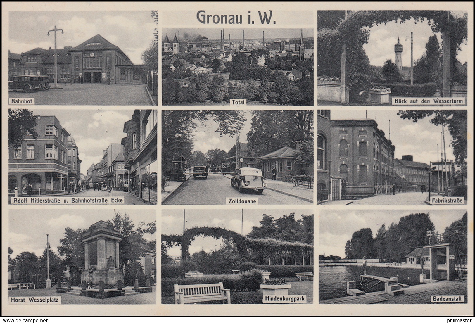 Ansichtskarte Gronau Mit 9 Bildern Als Feldpost Reserve-Lazarett GRONAU 3.8.1940 - Ohne Zuordnung