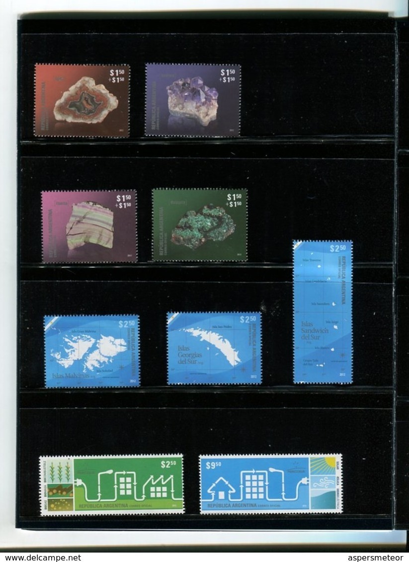 ALBUM ANUAL 2012 ARGENTINA. TODAS LOS SELLOS EMITIDOS EN ESE AÑO. MNH SERIE COMPLETA HOJAS FEUILLET COMPLETE SET - LILHU