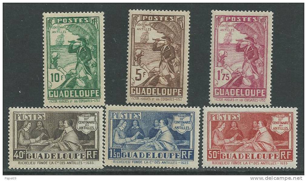 Guadeloupe N° 127 / 32  XX  Tricentenaire Du Rattachement Des Antilles : La Série Des  6 Valeurs Sans Charnière, TB - Neufs