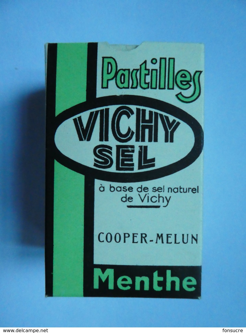 CHy Boite Carton Pastilles VICHY Menthe Base Sel Naturel COOPER MELUN étiquette Contrôlé Union Des Pharmaciens Français - Boîtes