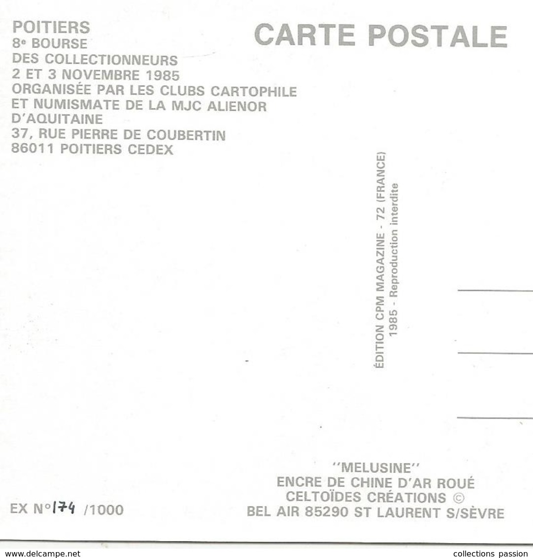 Cp, Bourses & Salons De Collections, 86,Poitiers ,8 E Bourse Des Collectionneurs,1985 ,2 Scans - Bourses & Salons De Collections