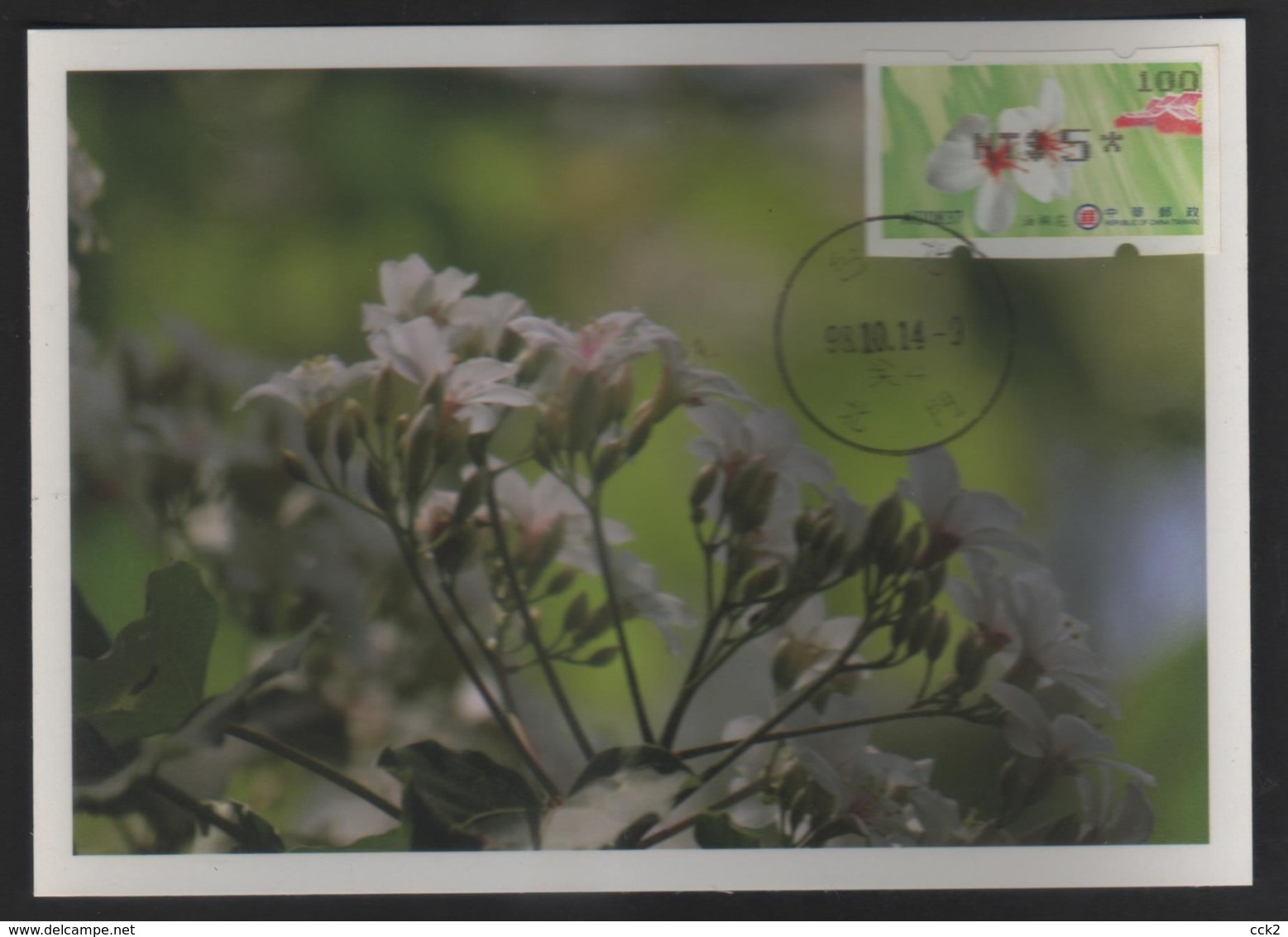 2009 Taiwan(Formosa) Carte Maximum Card With Tung Blossoms ATM Label (continued) - Vignette [ATM]