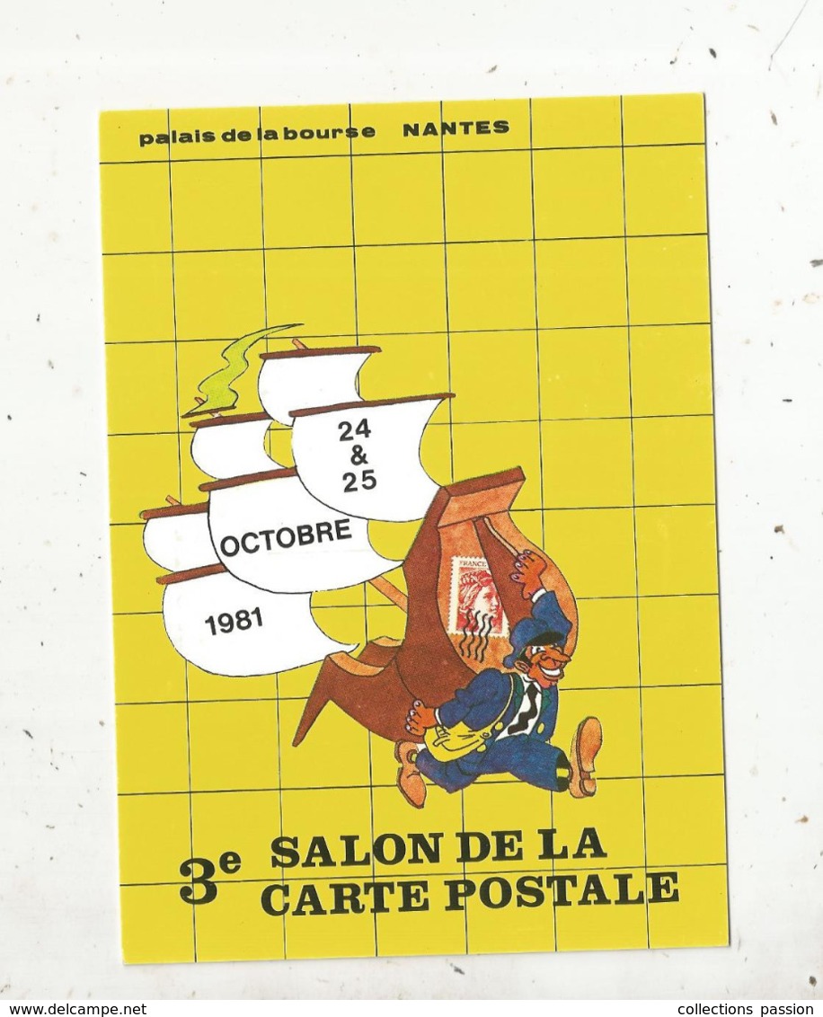 Cp, Bourses & Salons De Collections, 44, NANTES ,3 E Salon De La Carte Postale ,n° 1659/3700 EX. - Bolsas Y Salón Para Coleccionistas