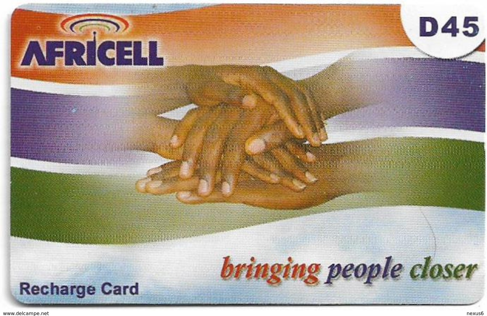Gambia - Africell - Bringing People  Closer, Hands Together, Prepaid 45GD, Used - Gambie