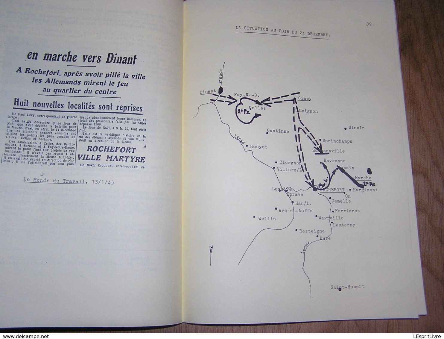 1944 ROCHEFORT LA PERCEE ALLEMANDE VERS LA MEUSE Régionalisme Guerre 40 45 Von Rundstedt Custinne Ciergnon Celles On