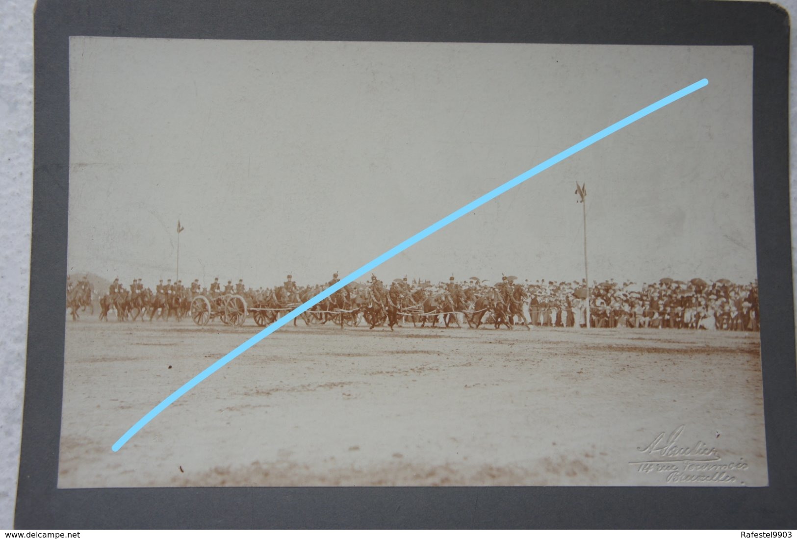 Photo ABL Artillerie à Cheval Montée Pre 1914 Canon Batterie Militaria Armée Belge Belgische Leger - Guerre, Militaire