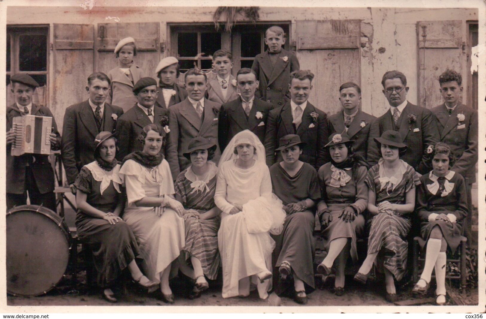 CPA CARTE PHOTO D'un Mariage Avec Musicien , Mode 1920 - Noces