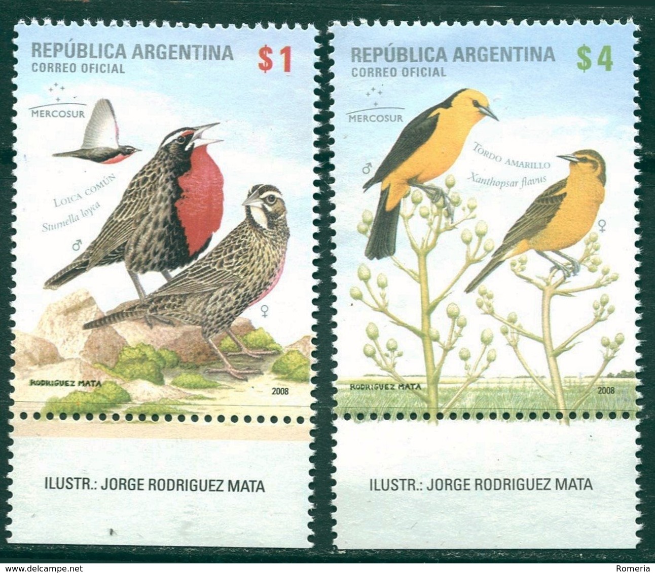 Argentine - 2008 - Yt 2723/2724 - Oiseaux Indigènes - ** - Nuevos