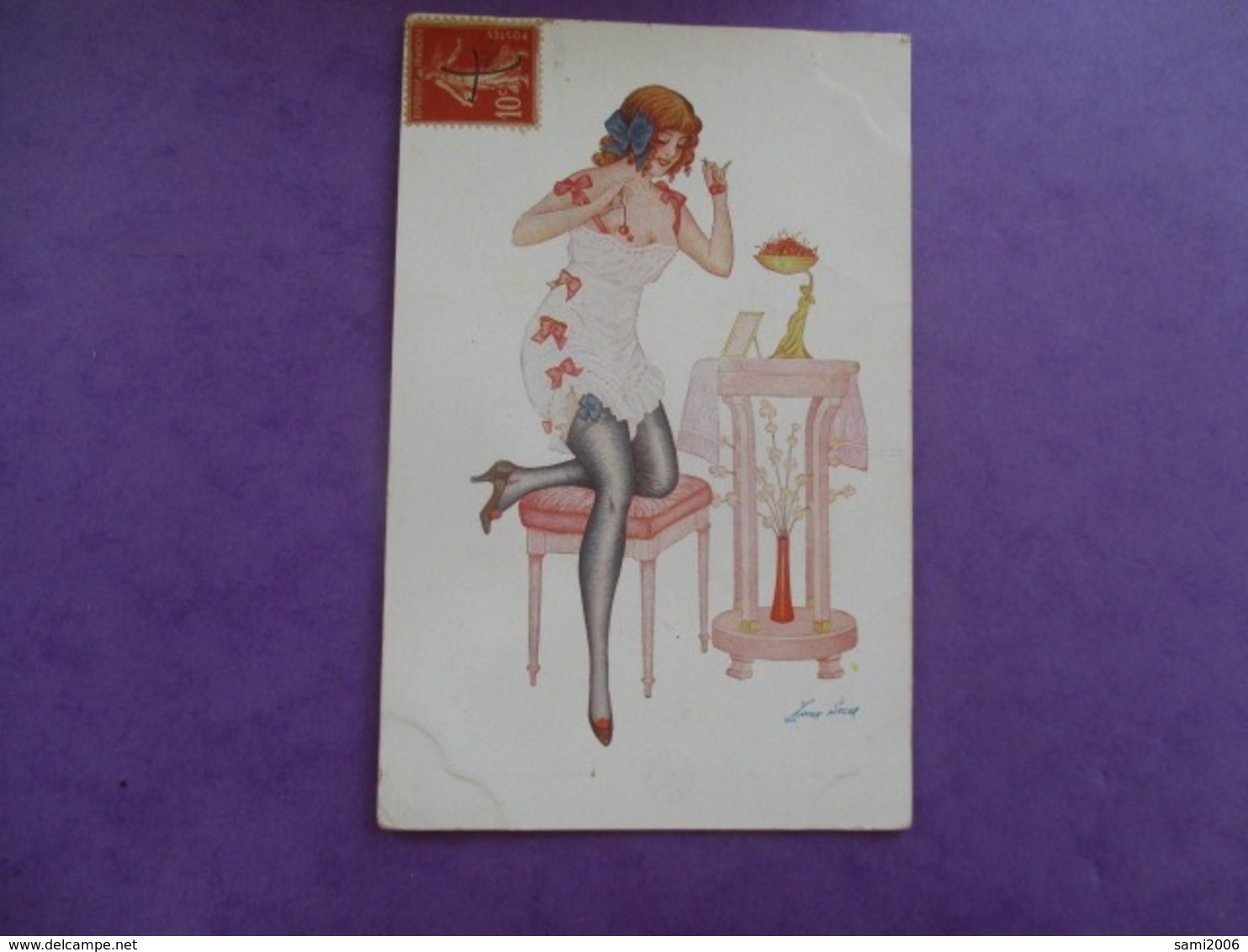 CPA ILLUSTRATEUR XAVIER SAGER INTIMITE FEMME NUISETTE CERISES SEIN NU - Sager, Xavier