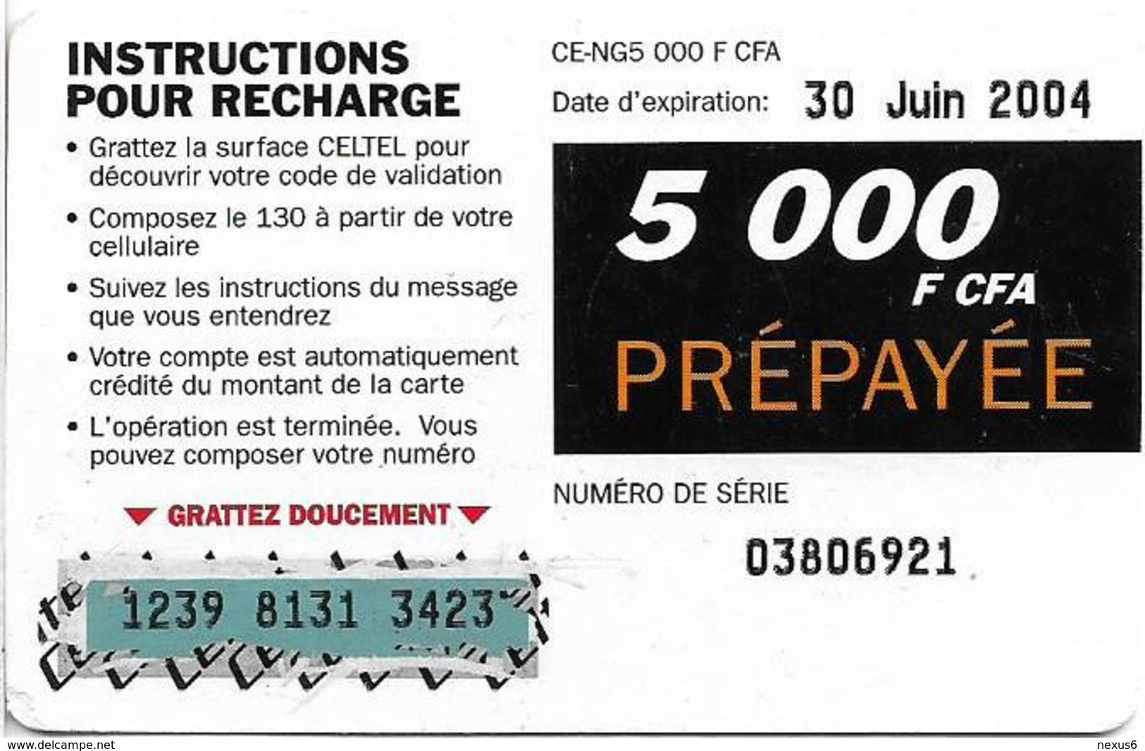 Niger - Celtel - Young Girl On Phone - Exp.30.06.2004, Prepaid 5.000Fcfa, Used - Niger