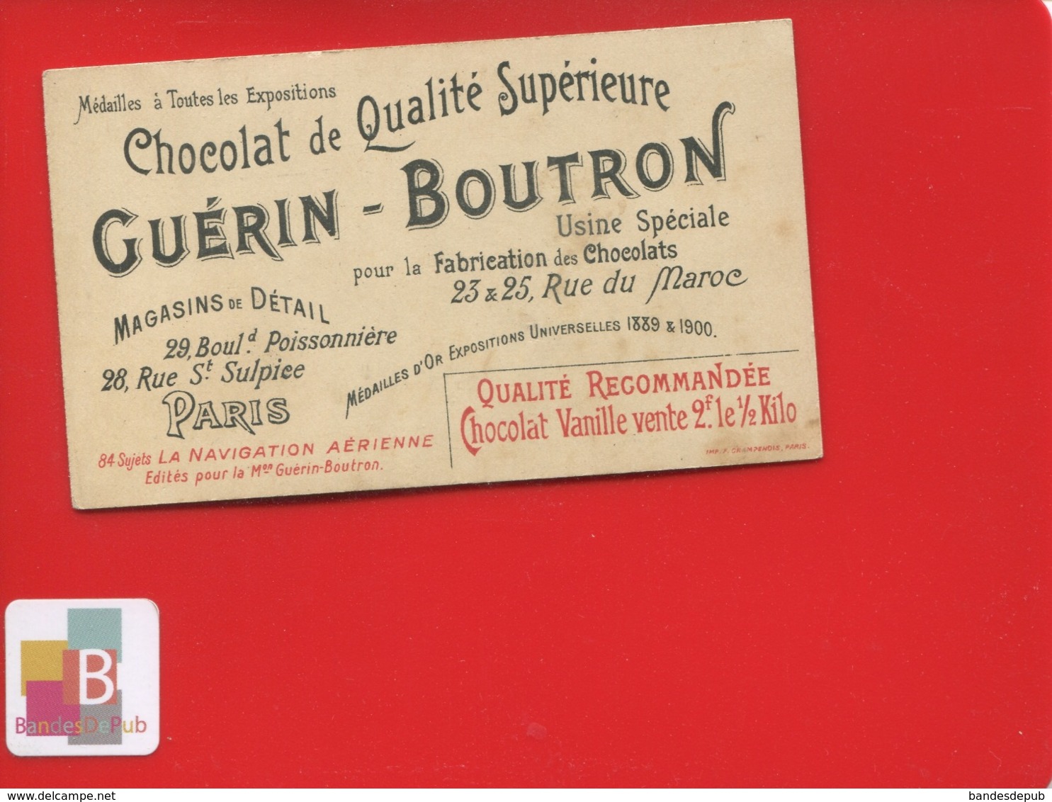 Chocolat Guérin BOUTRON  Chromo  NAVIGATION AERIENNE AIRS Champenois Avion Chanute Wright - Guérin-Boutron