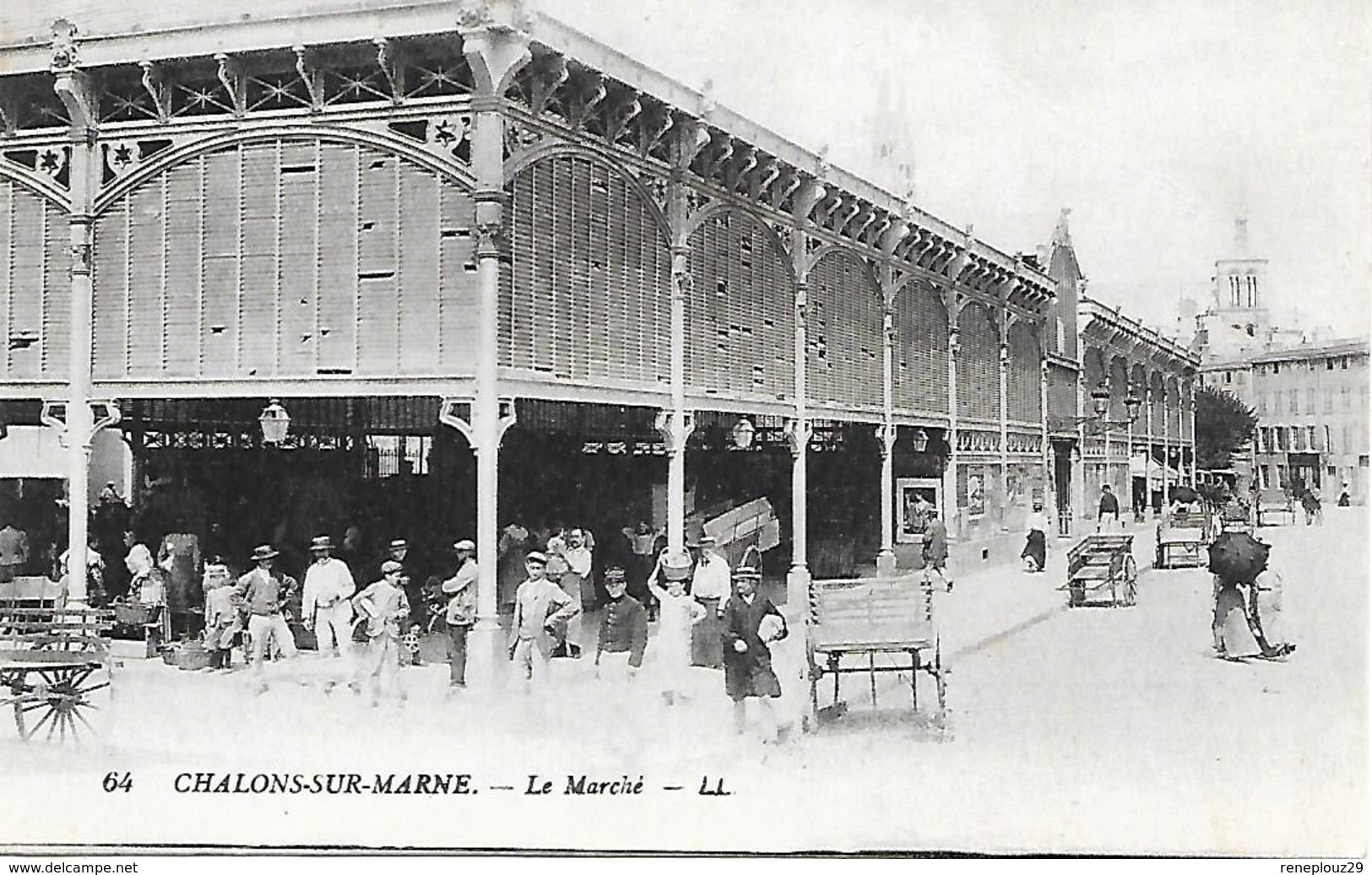 51- Cachet Annexe Militaire De L'Hopital Civil De Chalons/Marne Sur Belle CP Du Marché En 1917 - Guerre De 1914-18