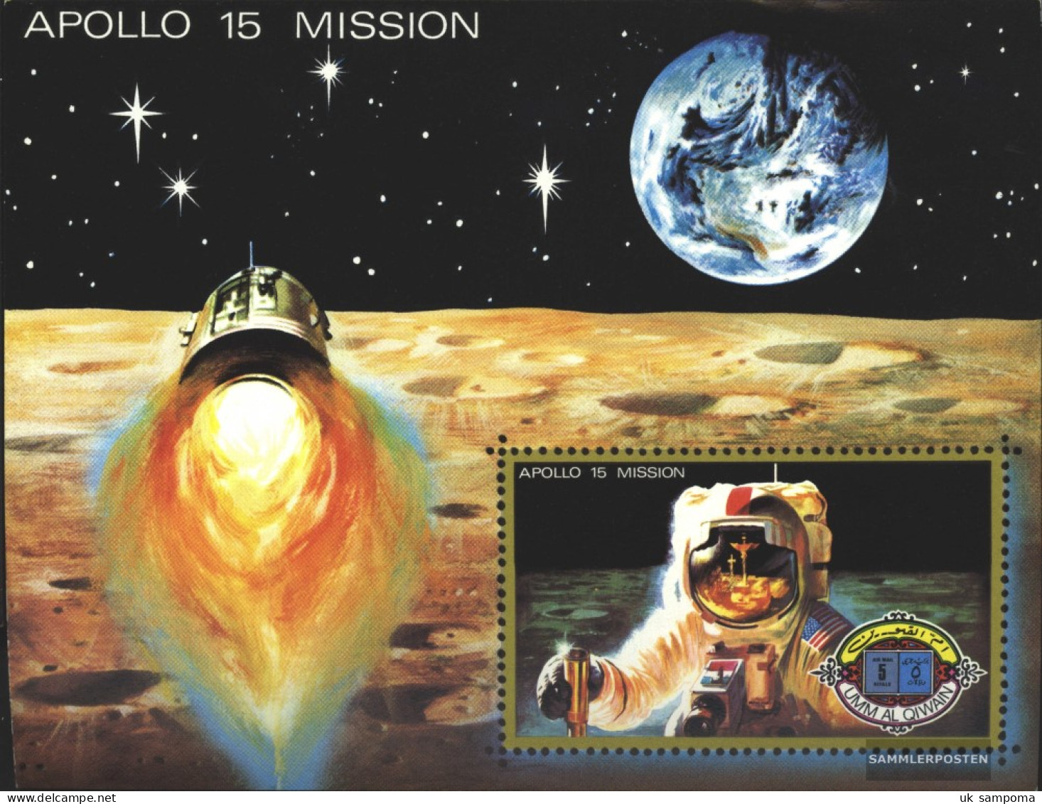 Umm Al Qaiwain Block41 (complete Issue) Unmounted Mint / Never Hinged 1972 Apollo 15 - Umm Al-Qiwain