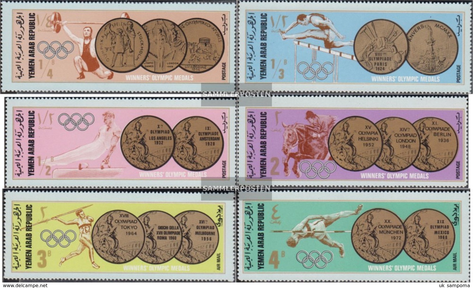 North Yemen (Arab Republic.) 796-801 (complete Issue) Fine Used / Cancelled 1968 Gold Medals Olympic. Games - Yemen