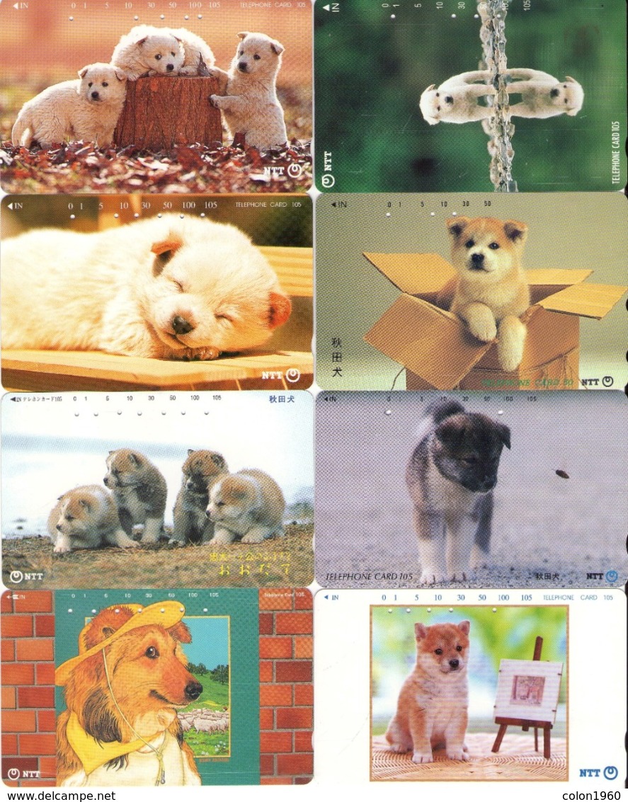 LOTE DE 8 TARJETAS TELEFONICAS DE JAPON. (PERROS - DOGS - CHIENS) (192) - Hunde