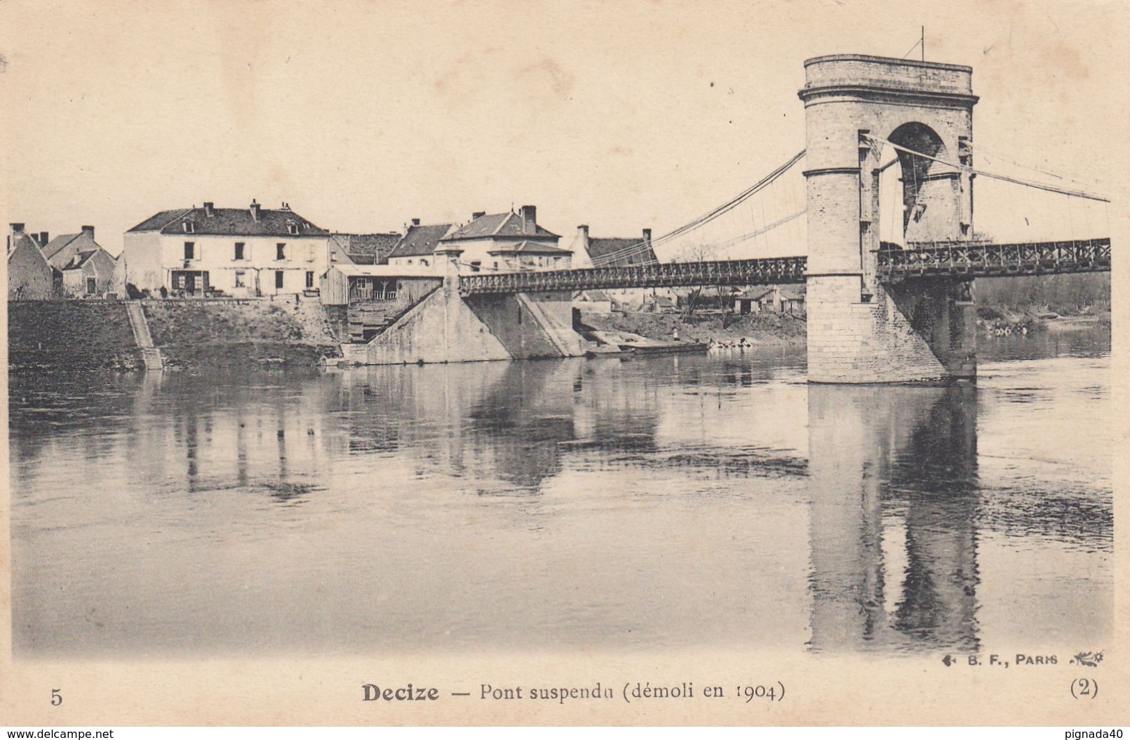 Cp , 58 , DECIZE , Pont Suspendu (démoli En 1904) - Decize