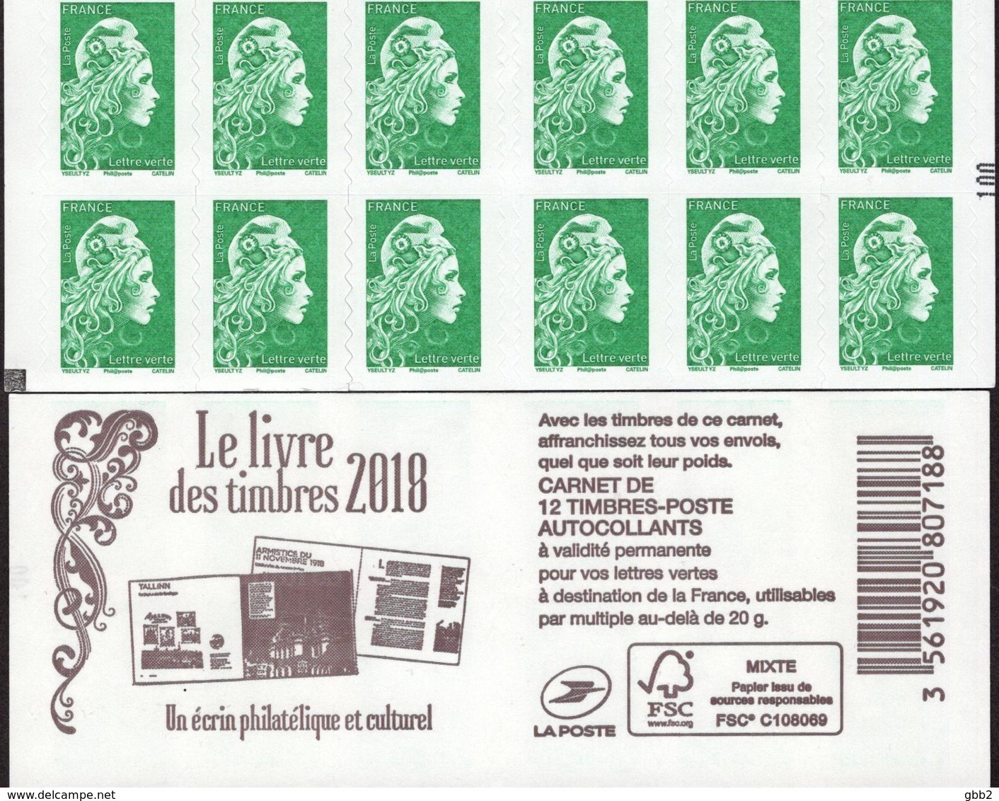 CARNET 1598-C 3a Marianne D' YSEULT YZ "LE LIVRE DES TIMBRES 2018" Avec Carré Noir. Produit à Saisir. - Autres & Non Classés